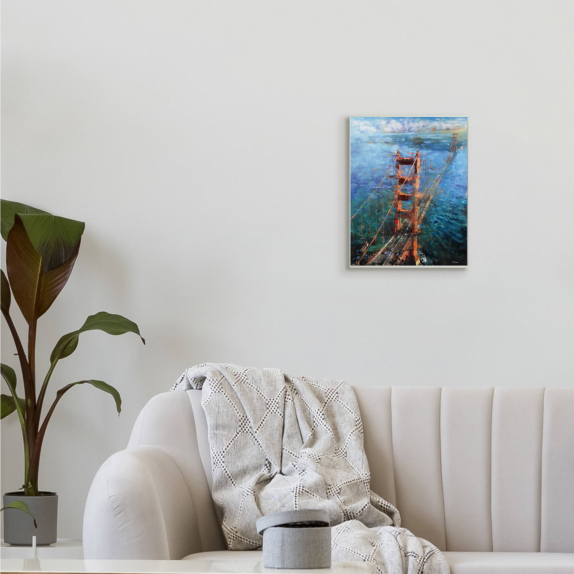 Stupell Industries Golden Gate Bridge Contemporary Abstract Aerial View Wall Plaque